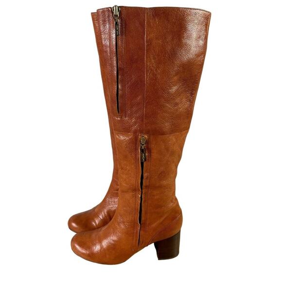 Vince Camuto Boots Womens 6.5 B Emala Cognac Double Zip Soft Leather Upper Knee - Picture 2 of 11